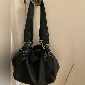 Black Leather Polo Ralph Lauren Shoulder Bag
